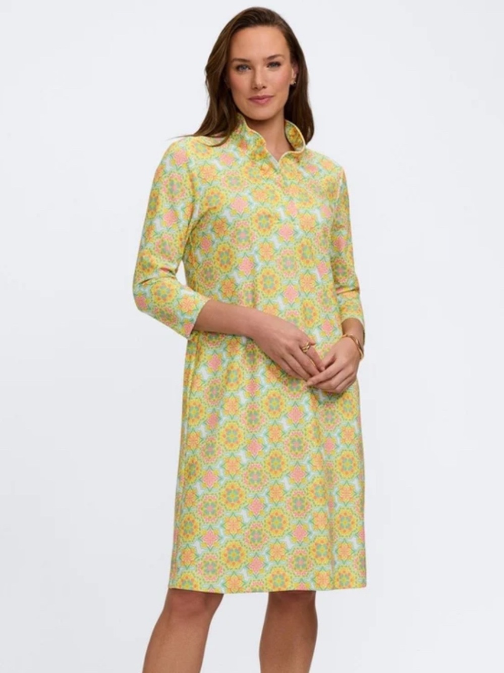 Foxcroft Sicilian Tile 3/4 Sleeve Dress Women's Size Medium